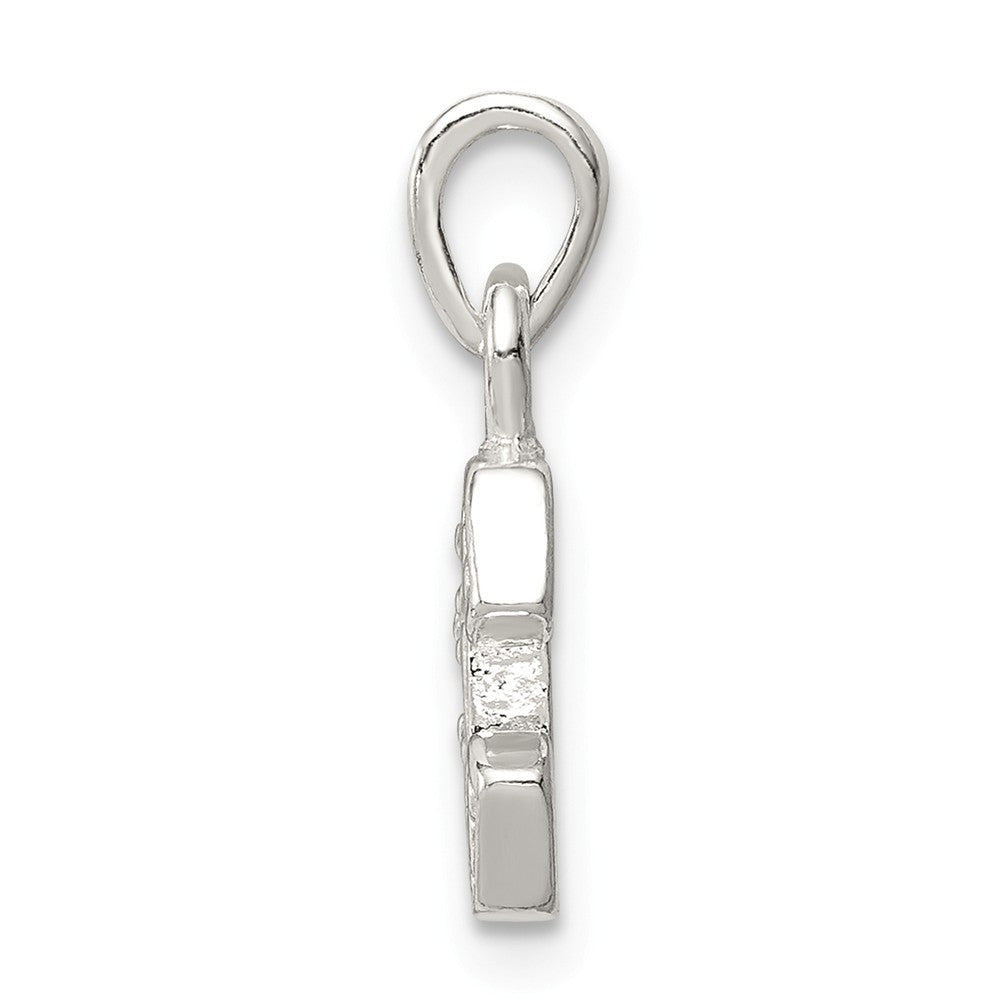 Million Charms 925 Sterling Silver (Cubic Zirconia) CZ Alphabet Letter Initial E Pendant