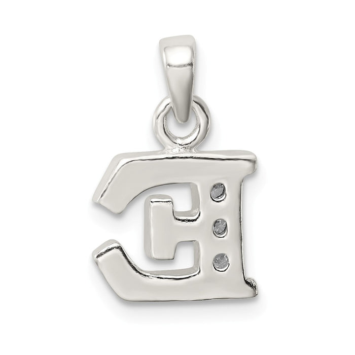 Million Charms 925 Sterling Silver (Cubic Zirconia) CZ Alphabet Letter Initial E Pendant