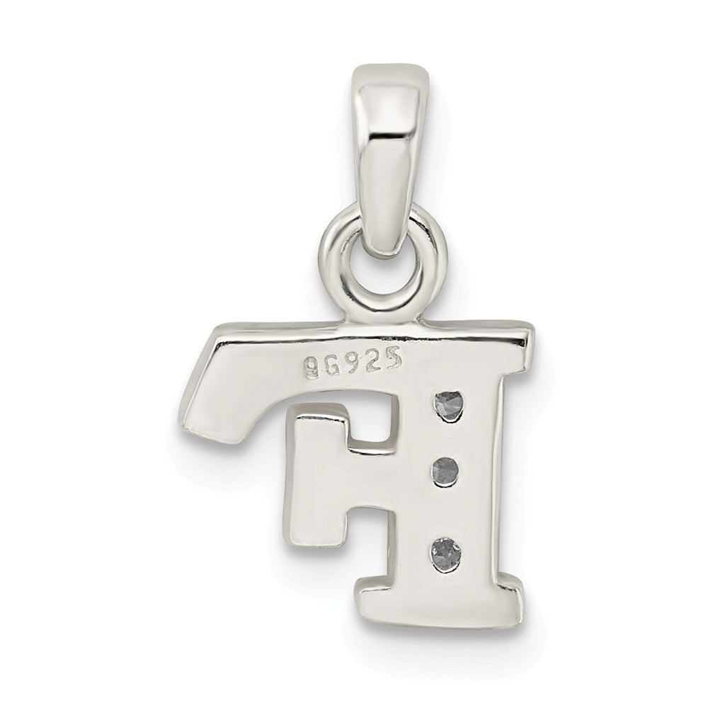 Million Charms 925 Sterling Silver (Cubic Zirconia) CZ Alphabet Letter Initial F Pendant