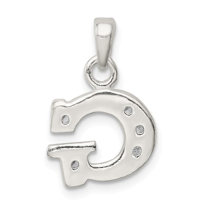 Million Charms 925 Sterling Silver (Cubic Zirconia) CZ Alphabet Letter Initial G Pendant