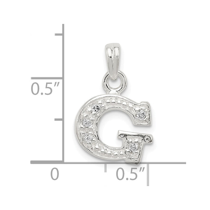 Million Charms 925 Sterling Silver (Cubic Zirconia) CZ Alphabet Letter Initial G Pendant