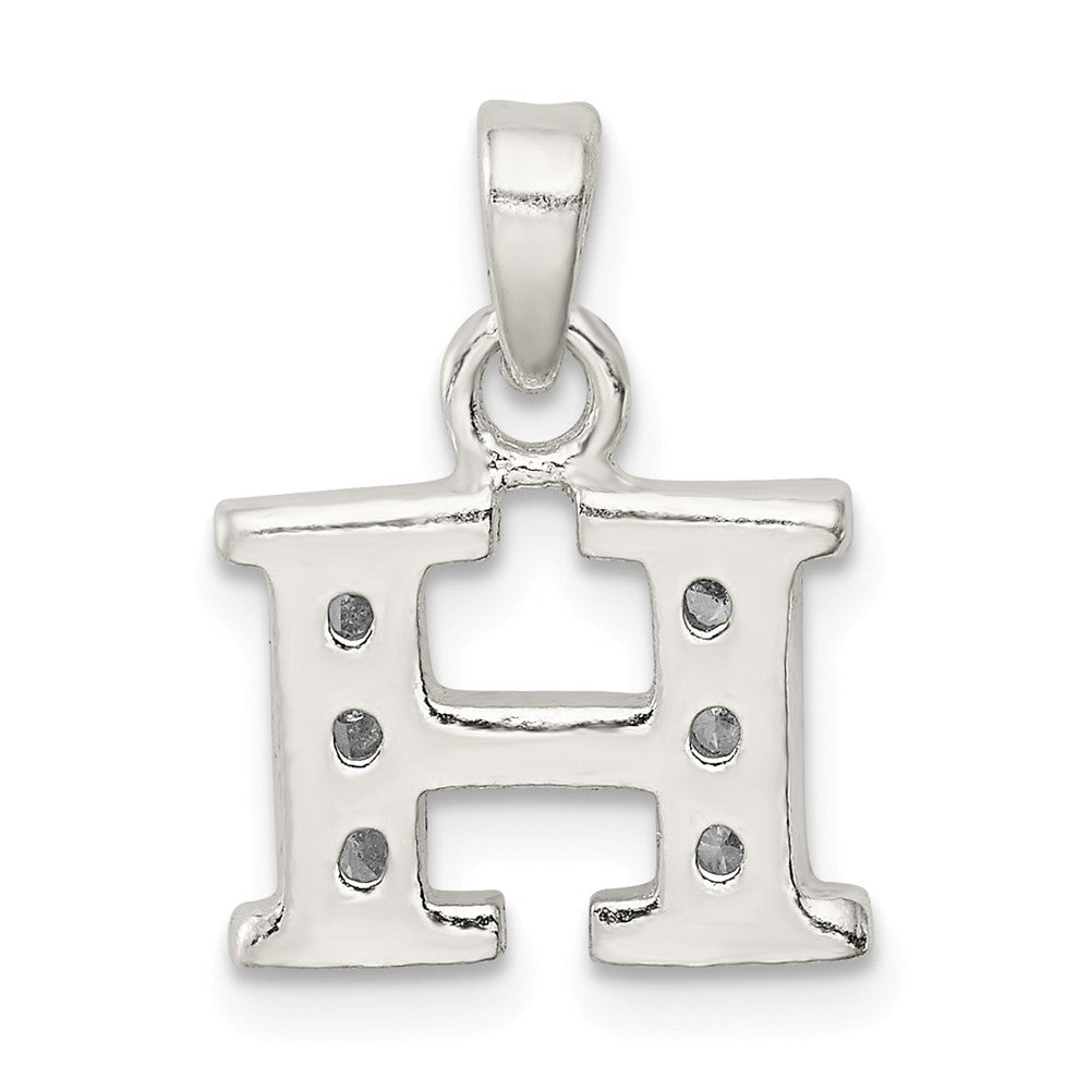 Million Charms 925 Sterling Silver (Cubic Zirconia) CZ Alphabet Letter Initial H Pendant