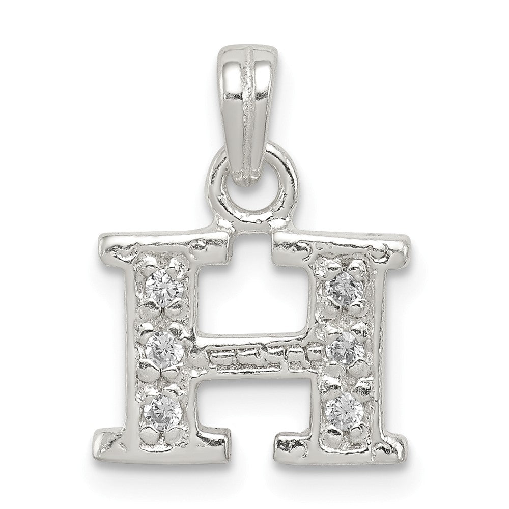 Million Charms 925 Sterling Silver (Cubic Zirconia) CZ Alphabet Letter Initial H Pendant