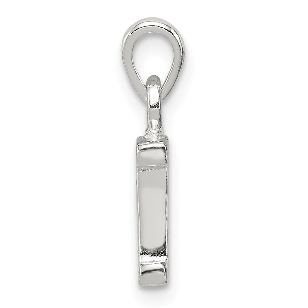 Million Charms 925 Sterling Silver (Cubic Zirconia) CZ Alphabet Letter Initial I Pendant