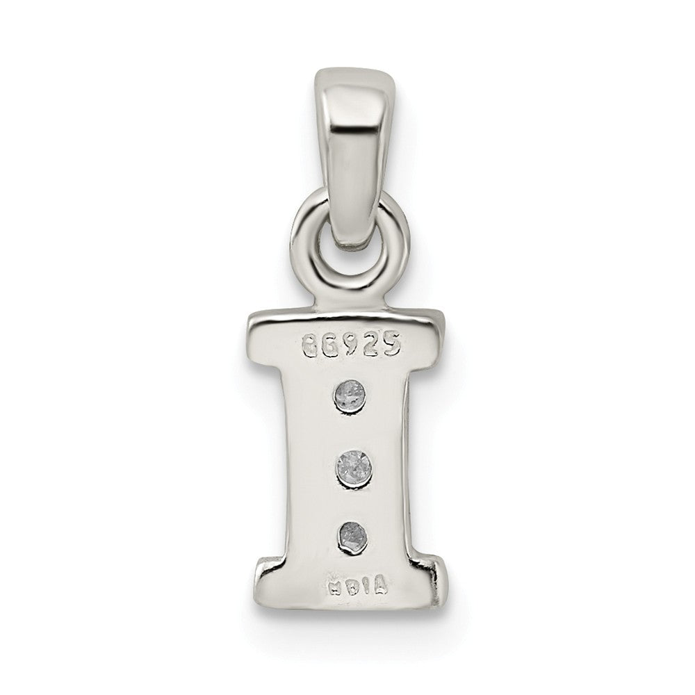 Million Charms 925 Sterling Silver (Cubic Zirconia) CZ Alphabet Letter Initial I Pendant