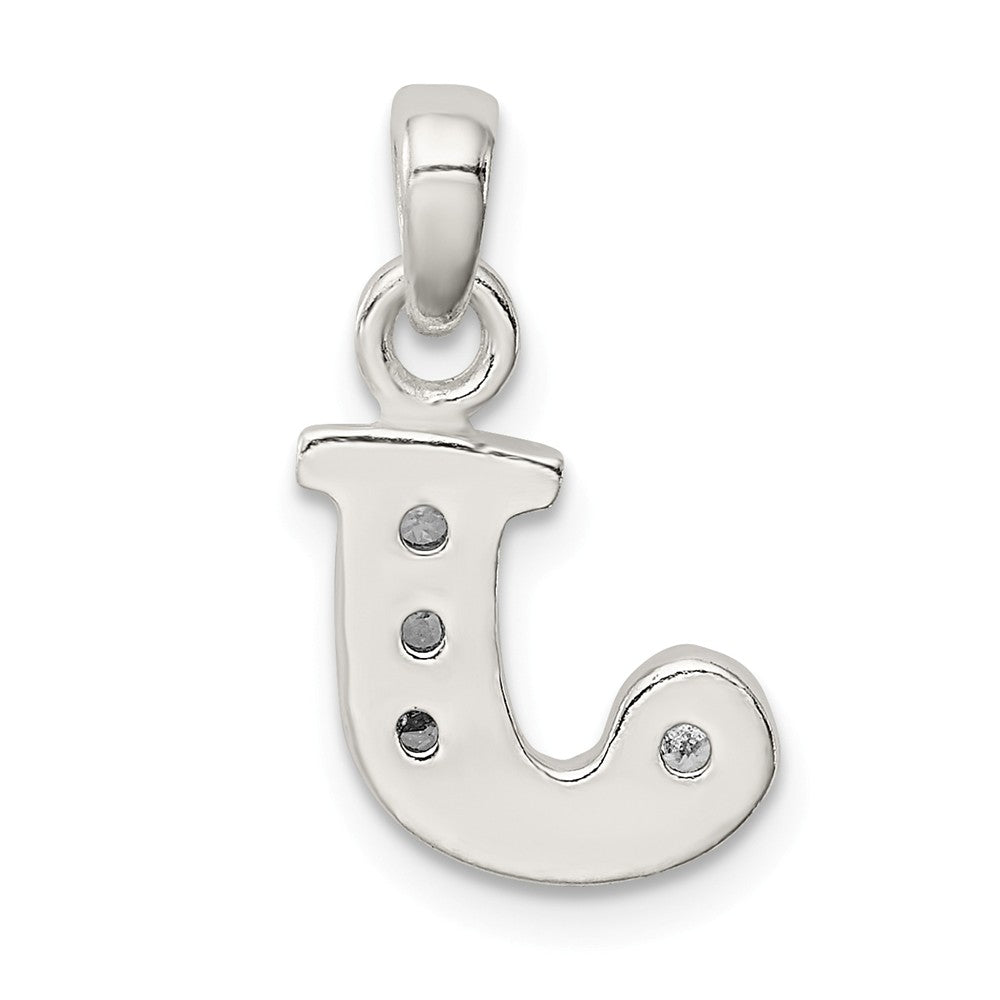 Million Charms 925 Sterling Silver (Cubic Zirconia) CZ Alphabet Letter Initial J Pendant