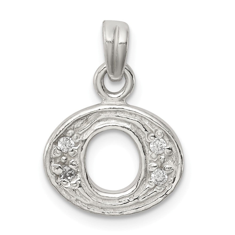 Million Charms 925 Sterling Silver (Cubic Zirconia) CZ Alphabet Letter Initial O Pendant