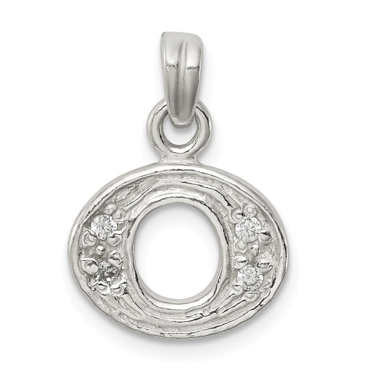 Million Charms 925 Sterling Silver (Cubic Zirconia) CZ Alphabet Letter Initial O Pendant