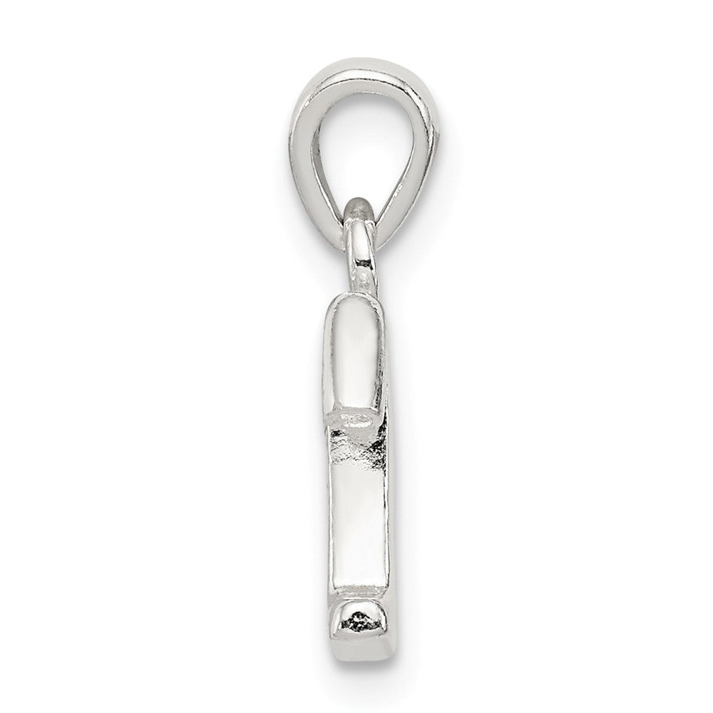 Million Charms 925 Sterling Silver (Cubic Zirconia) CZ Alphabet Letter Initial T Pendant