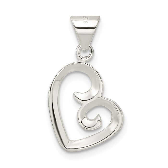 Million Charms 925 Sterling Silver Polished Fancy Swirl Heart Pendant