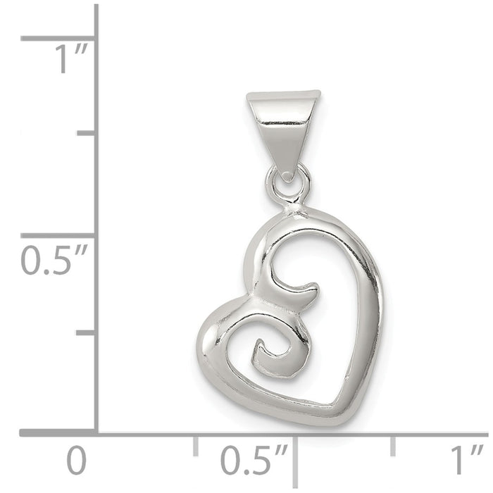 Million Charms 925 Sterling Silver Polished Fancy Swirl Heart Pendant