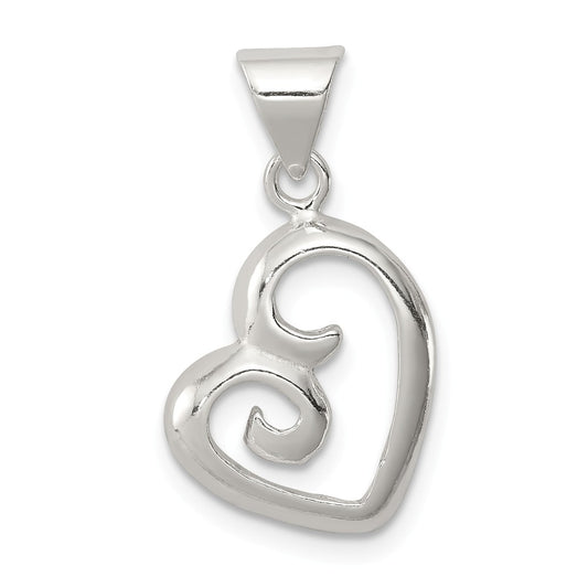 Million Charms 925 Sterling Silver Polished Fancy Swirl Heart Pendant