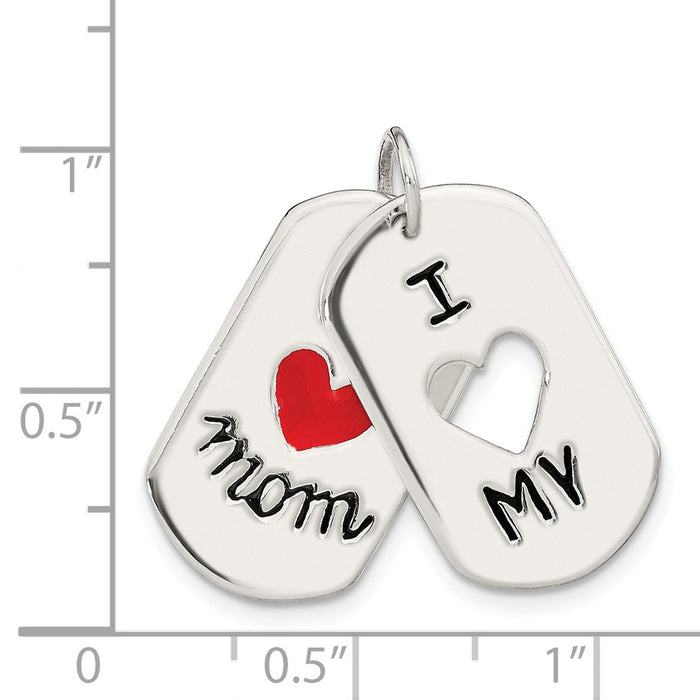 Million Charms 925 Sterling Silver I Love My Mom Moveable Pendant