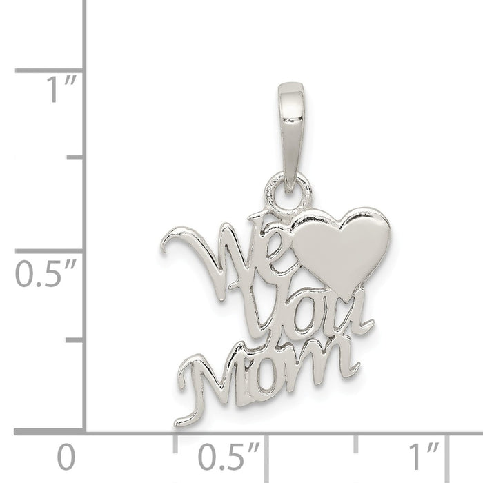 Million Charms 925 Sterling Silver Polished We Love You Mom Pendant