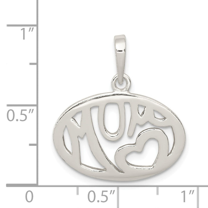Million Charms 925 Sterling Silver Polished Oval Mom Pendant