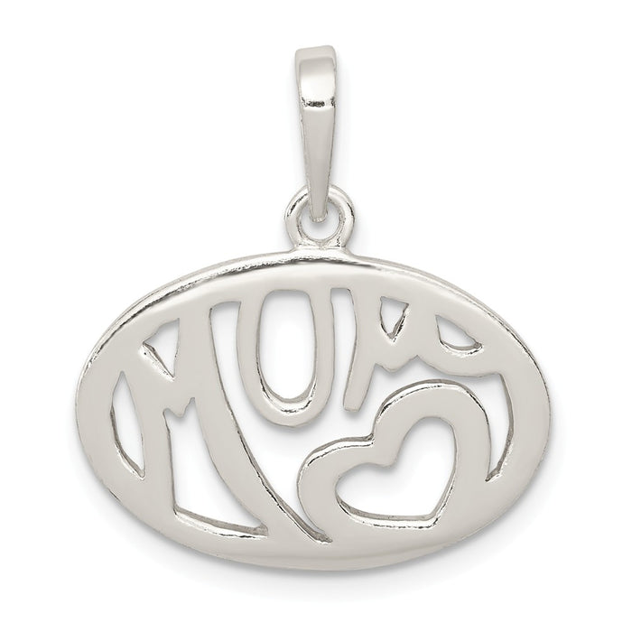 Million Charms 925 Sterling Silver Polished Oval Mom Pendant