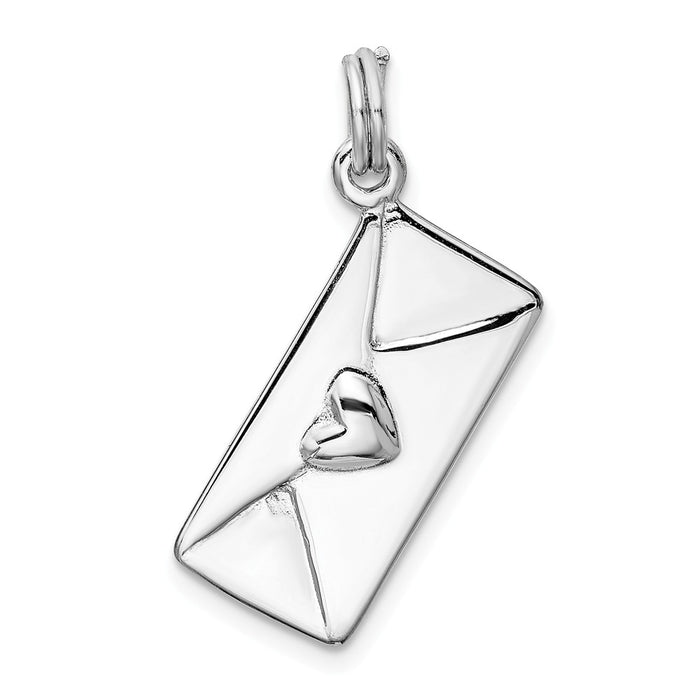 Million Charms 925 Sterling Silver Rhodium-Platedpolished Letter Envelope Charm