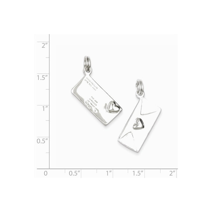 Million Charms 925 Sterling Silver Rhodium-Platedpolished Letter Envelope Charm