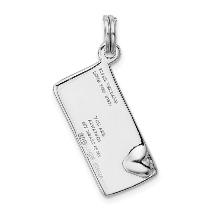 Million Charms 925 Sterling Silver Rhodium-Platedpolished Letter Envelope Charm