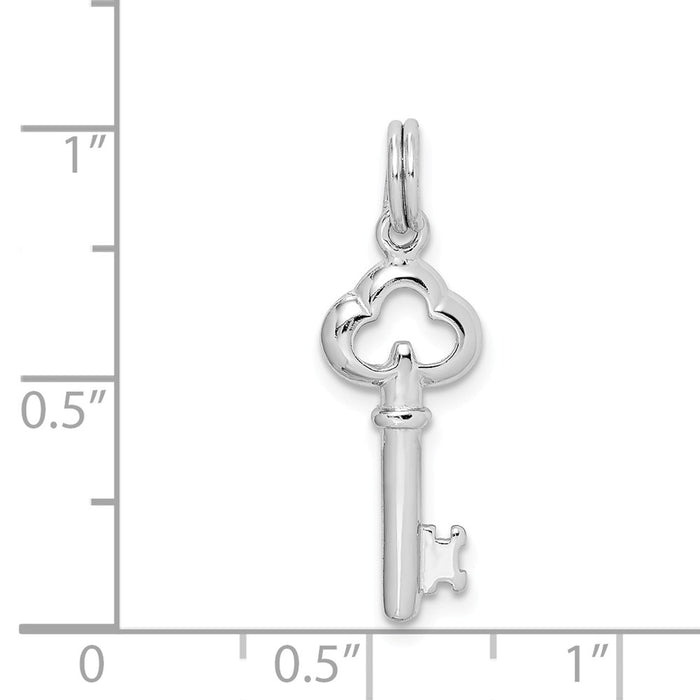 Million Charms 925 Sterling Silver Rhodium-Plated Polished Miniature Key Charm