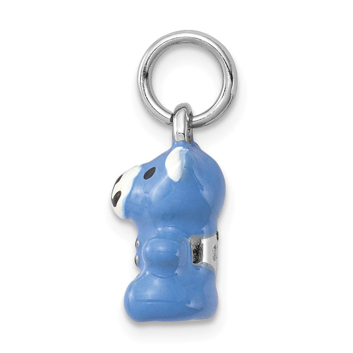 Million Charms 925 Sterling Silver Rhodium-Platedblue & Enamel Teddy Bear Charm