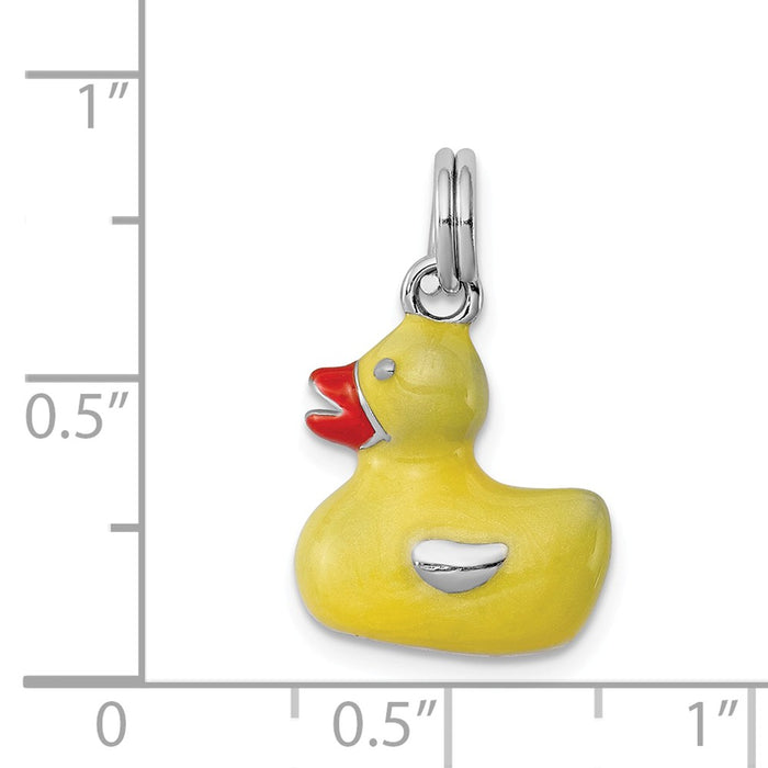 Million Charms 925 Sterling Silver Rhodium-Plated Enamel Duck Charm