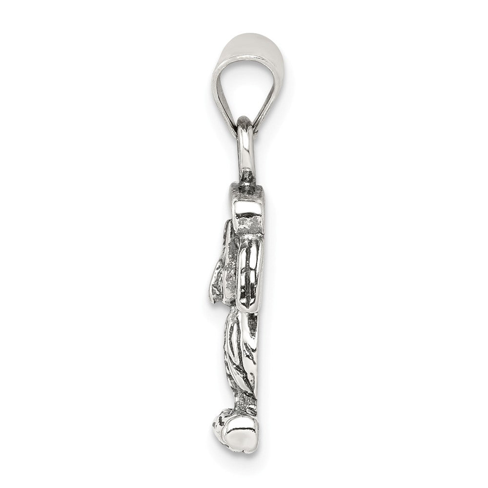 Million Charms 925 Sterling Silver Antiqued Graduation Owl Pendant