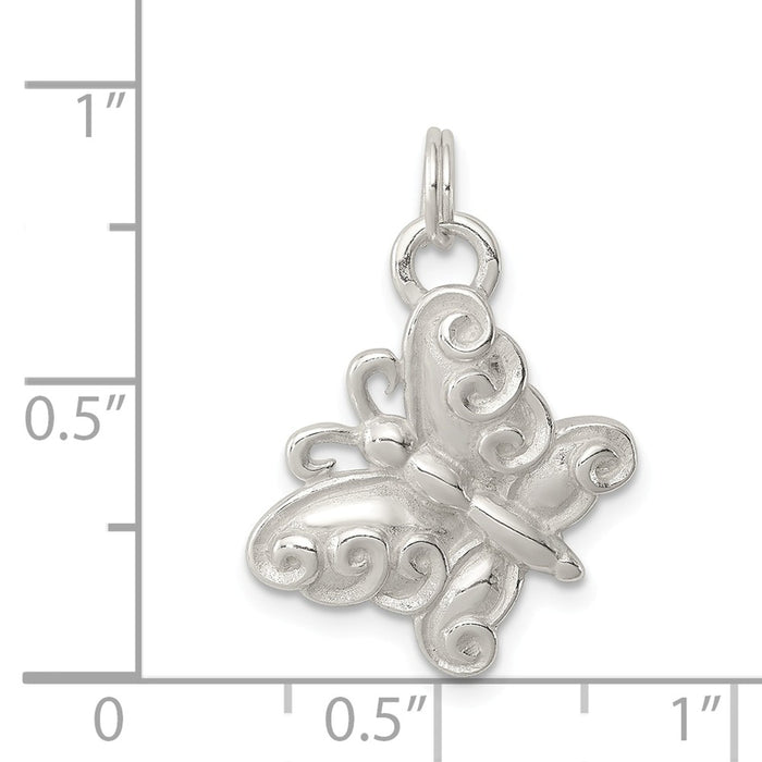 Million Charms 925 Sterling Silver Polished Butterfly Charm