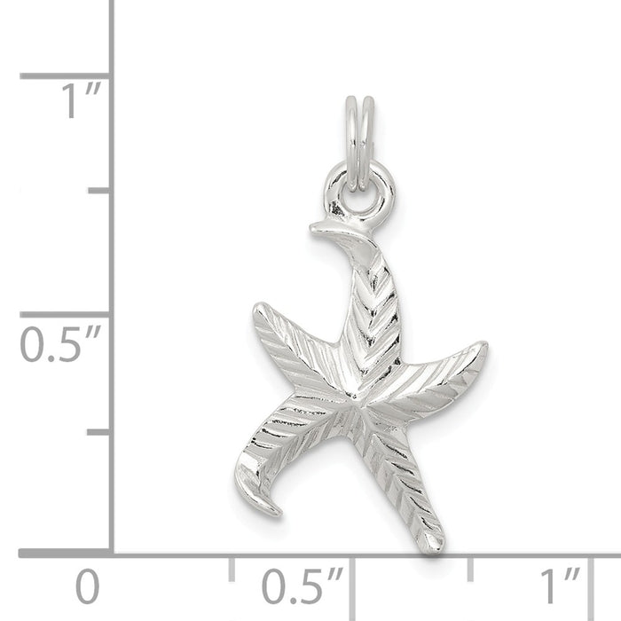 Million Charms 925 Sterling Silver Textured Nautical Starfish Pendant