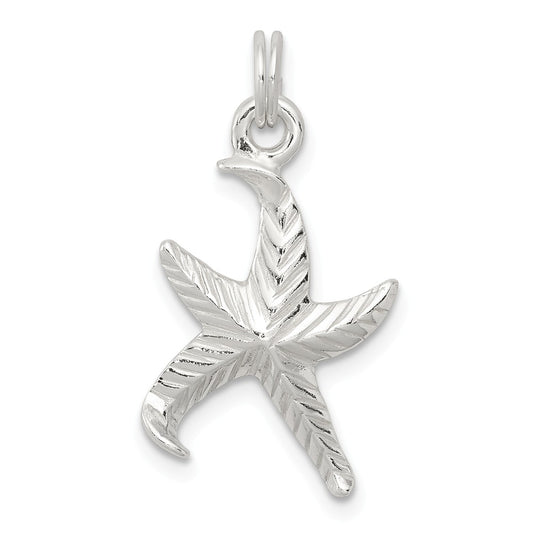 Million Charms 925 Sterling Silver Textured Nautical Starfish Pendant