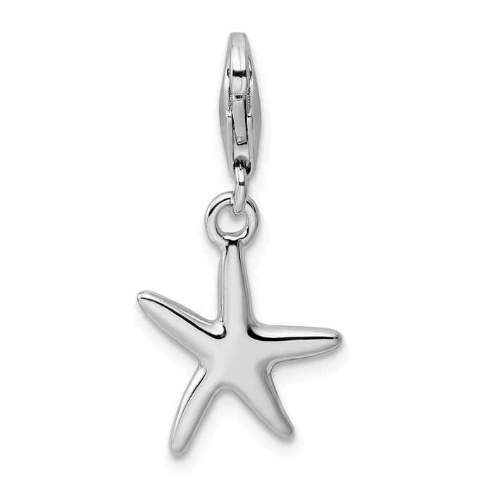 Million Charms 925 Sterling Silver Rhodium-Plated Polished Nautical Starfish Charm