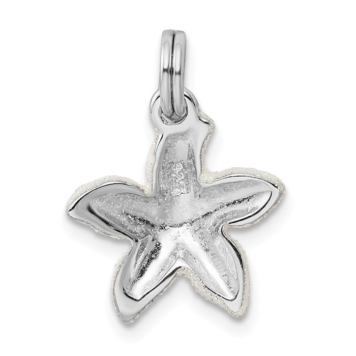 Million Charms 925 Sterling Silver Rhodium-Platedenameled Sparkle Nautical Starfish Charm