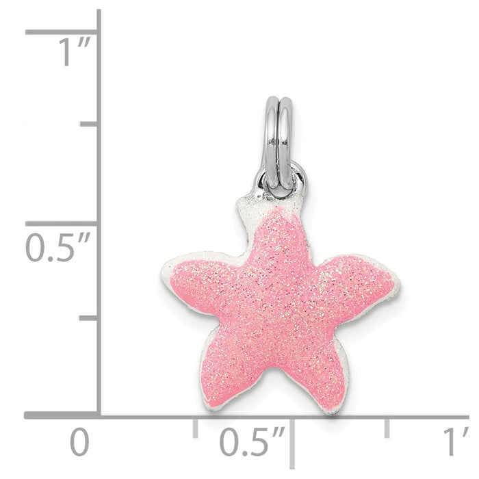 Million Charms 925 Sterling Silver Rhodium-Platedenameled Sparkle Nautical Starfish Charm
