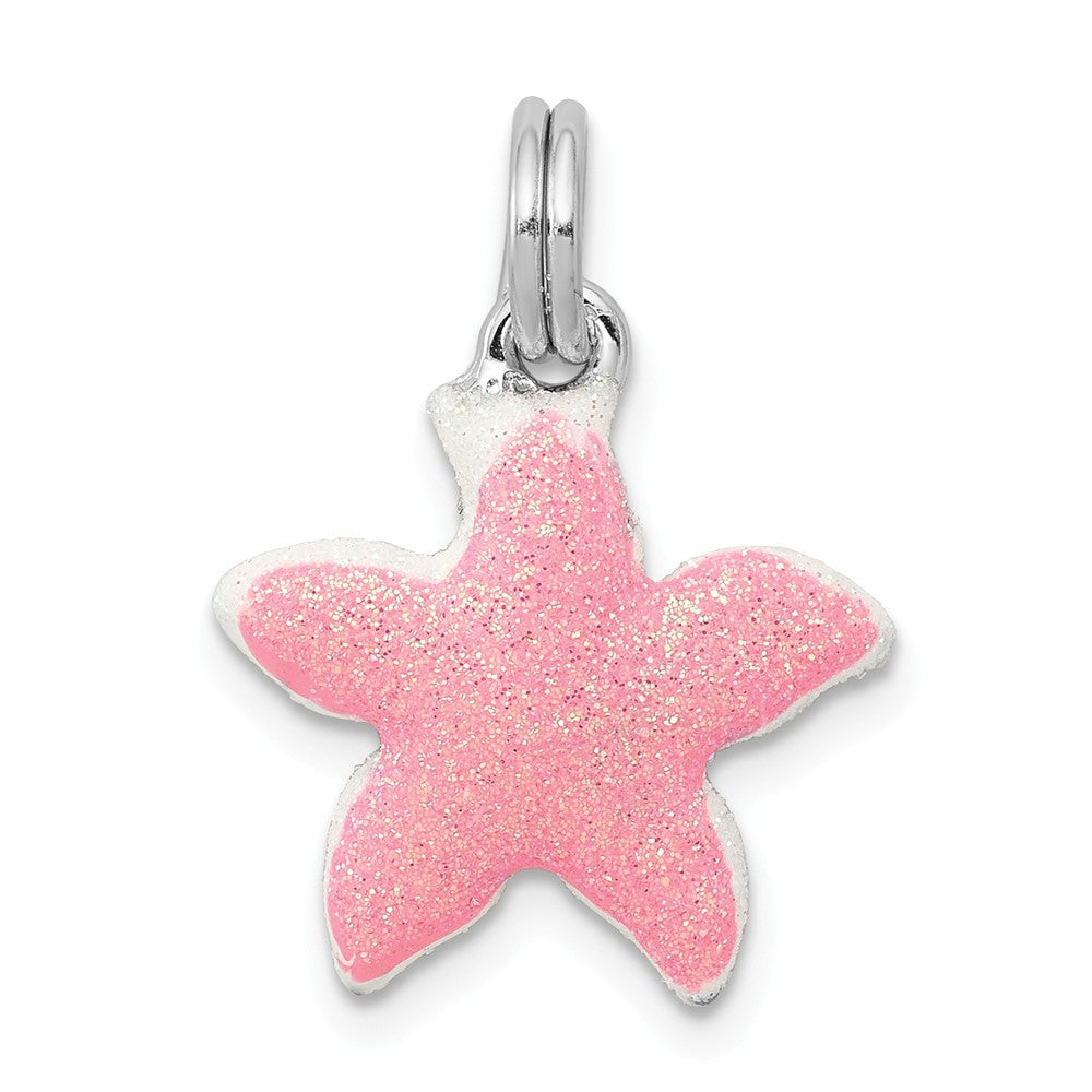 Million Charms 925 Sterling Silver Rhodium-Platedenameled Sparkle Nautical Starfish Charm