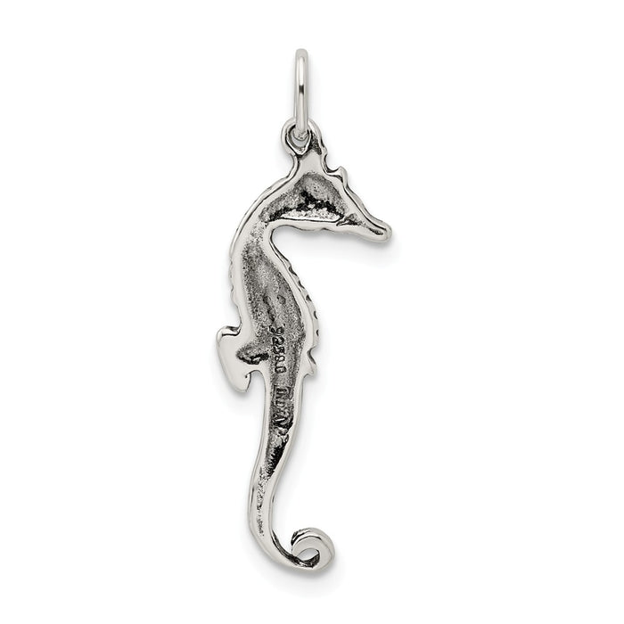 Million Charms 925 Sterling Silver Antiqued Nautical Seahorse Charm