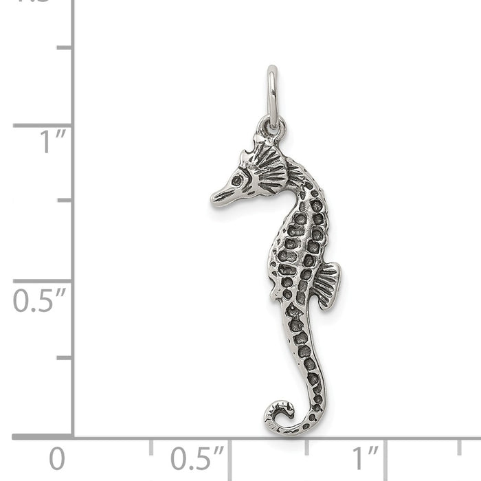 Million Charms 925 Sterling Silver Antiqued Nautical Seahorse Charm