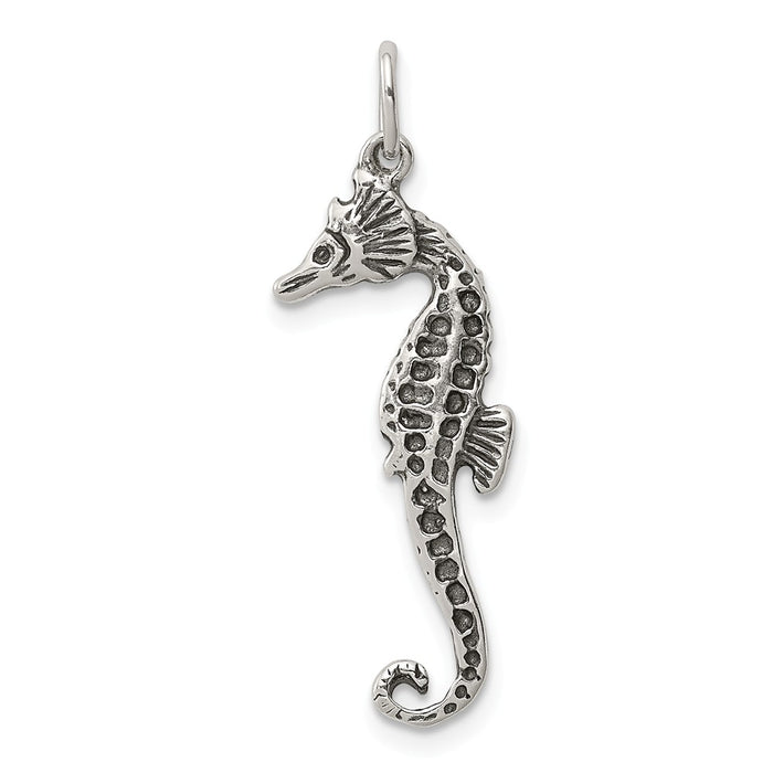 Million Charms 925 Sterling Silver Antiqued Nautical Seahorse Charm