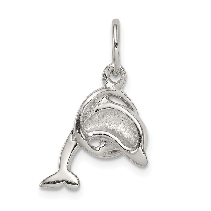 Million Charms 925 Sterling Silver Dolphin Diving Through Hoop Charm