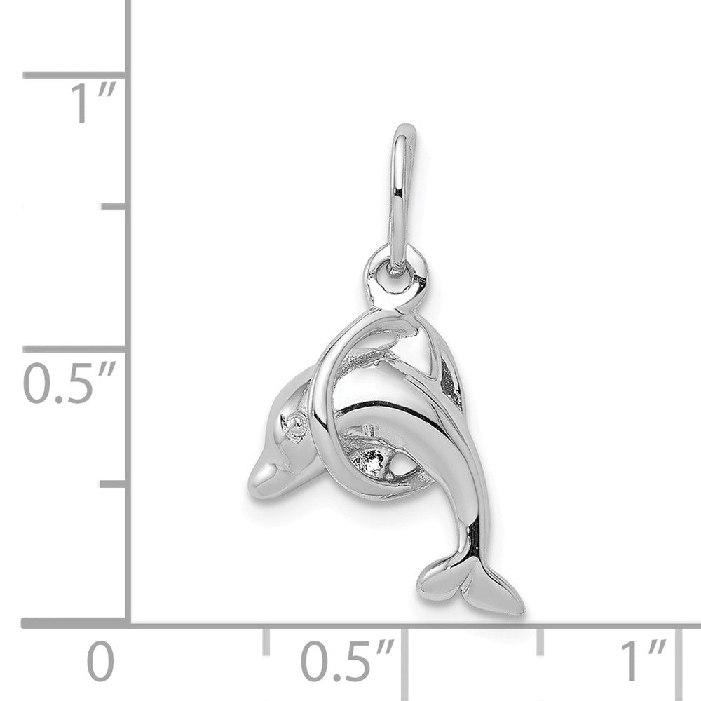 Million Charms 925 Sterling Silver Dolphin Diving Through Hoop Charm