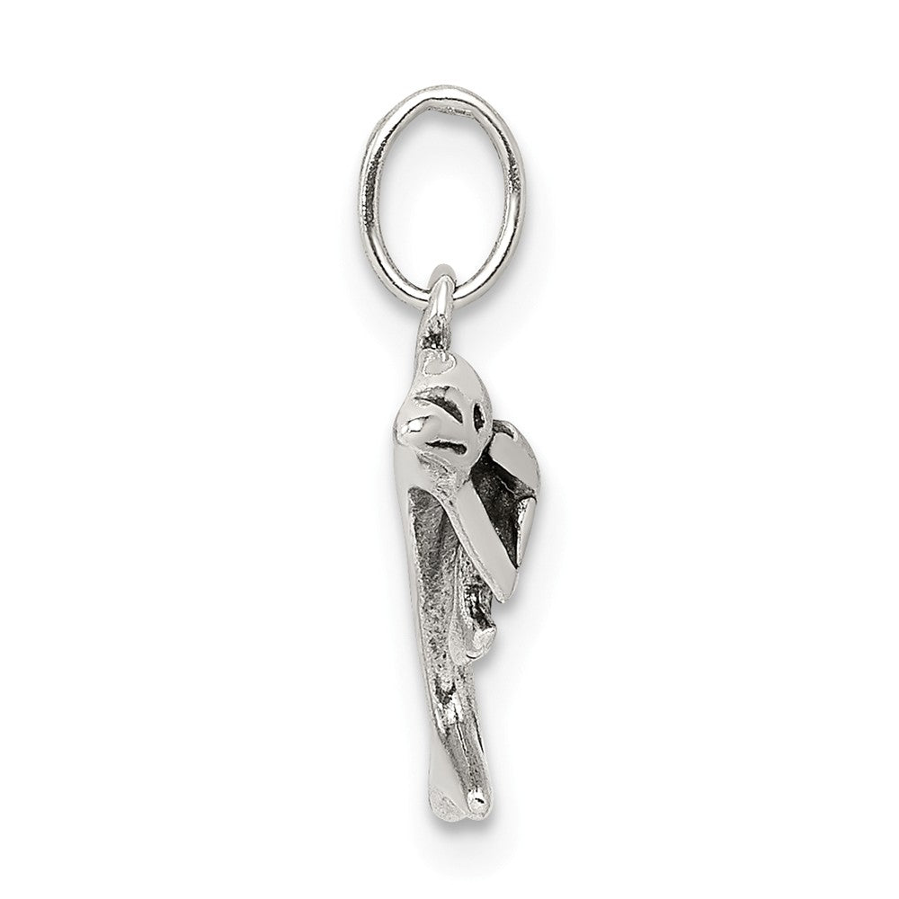 Million Charms 925 Sterling Silver Antiqued Dolphin With Baby Charm