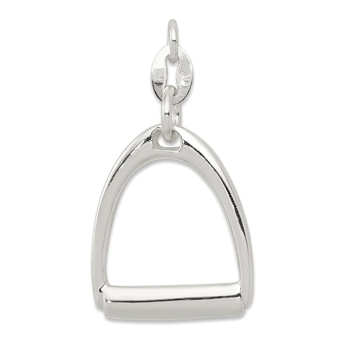 Million Charms 925 Sterling Silver Large Polished Horse Stirrup Charm