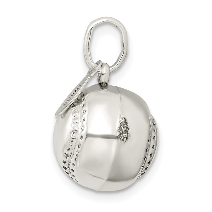 Million Charms 925 Sterling Silver 3D Sports Baseball Charm