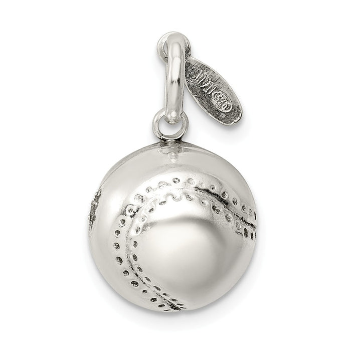 Million Charms 925 Sterling Silver 3D Sports Baseball Charm