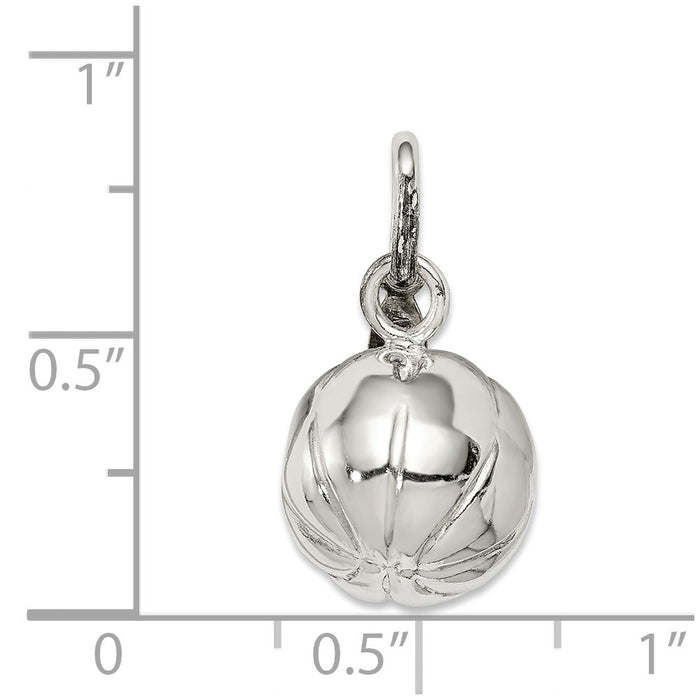 Million Charms 925 Sterling Silver 3D Sports Basketball Charm