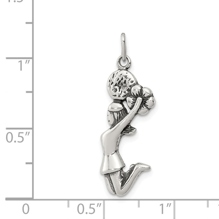 Million Charms 925 Sterling Silver Antiqued Cheerleader Charm