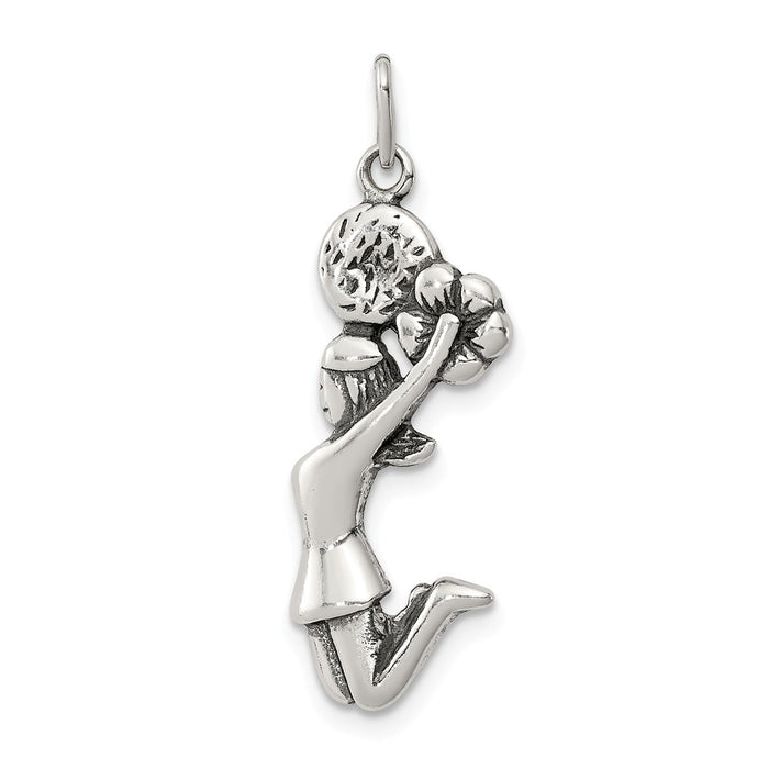 Million Charms 925 Sterling Silver Antiqued Cheerleader Charm
