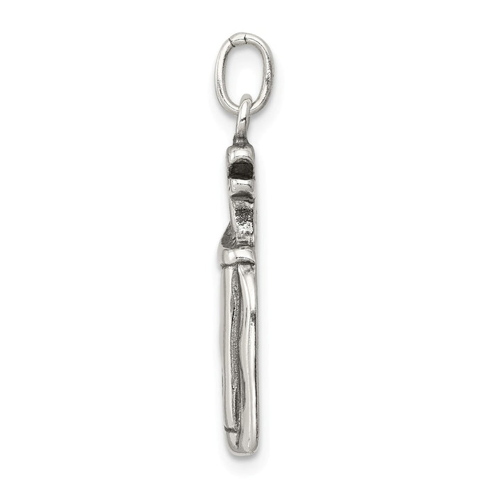 Million Charms 925 Sterling Silver Antiqued Sports Golf Clubs With Bag Charm