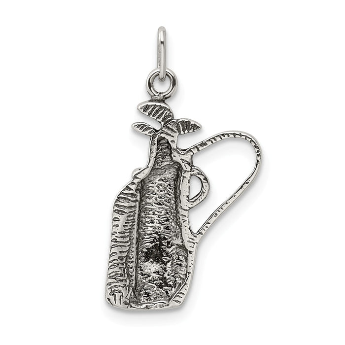 Million Charms 925 Sterling Silver Antiqued Sports Golf Clubs With Bag Charm