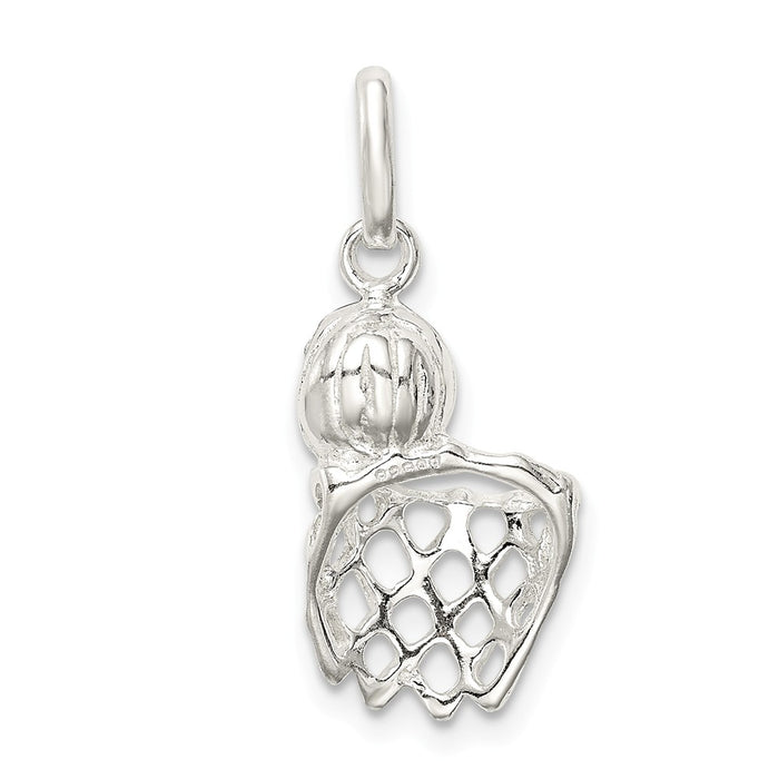Million Charms 925 Sterling Silver Sports Basketball In Hoop Charm
