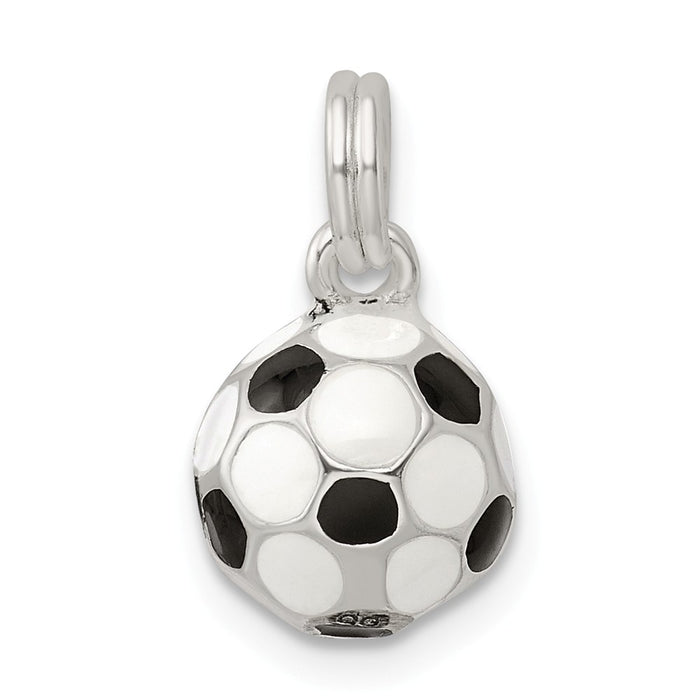 Million Charms 925 Sterling Silver Black & White Enameled Sports Soccer Ball Charm